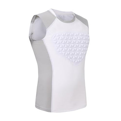 Youth Chest Protector Padded Compression Shirt, Heart Sternum Guard - color: White Grey, size: Large