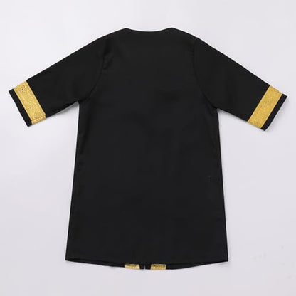Newborn Baby Boys Muslim Ramadan Robe Long Sleeve Abaya Sets Eid Kaftan Dubai Islamic Outfits Arabic Kid Thobe - color: Black, size: 0-3 Months