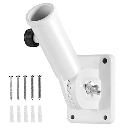 Flag Pole Holder Brackets, BONWIN 1" Flag Pole Mounting Bracket with Hardwares for House Wall Porch, 1" Inner Diameter, 180° Adjustable Multi Positions, Aluminium Alloy(1 Pack White, Multi-Positions) - color: White - 1 Pack