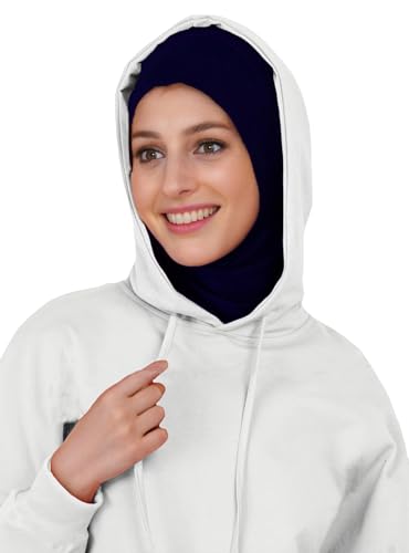 Lina & Lily Modal Jersey Muslim Amira Instant Hijab Scarf One Piece Ready-To-Wear - color: Navy Blue