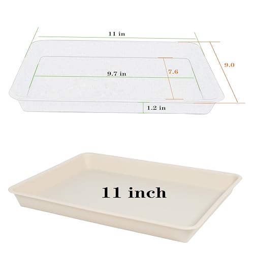 VUWEZ Rectangle Plant Tray, Plant Drip Tray, Plant Pot Saucers, Plant Germination Trays, Plant Saucers, 11'' x 9'' x 1.2'' (2 pack), Beige - color: Beige, size: 11'' x 9'' x 1.2'' (2 pack)