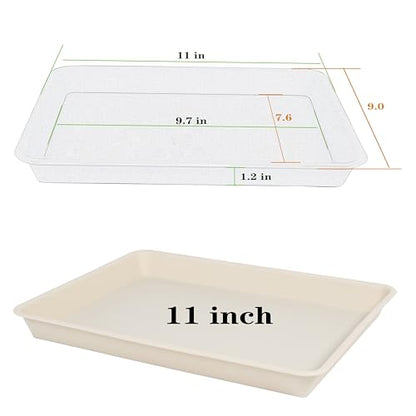 VUWEZ Rectangle Plant Tray, Plant Drip Tray, Plant Pot Saucers, Plant Germination Trays, Plant Saucers, 11'' x 9'' x 1.2'' (2 pack), Beige - color: Beige, size: 11'' x 9'' x 1.2'' (2 pack)