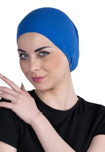 Chemo Headwear for Women - Bamboo Cotton Hats for Women - Head Scarf for Women's Hair - Sleep caps - Beanie Hijab Bonnet - color: Blue