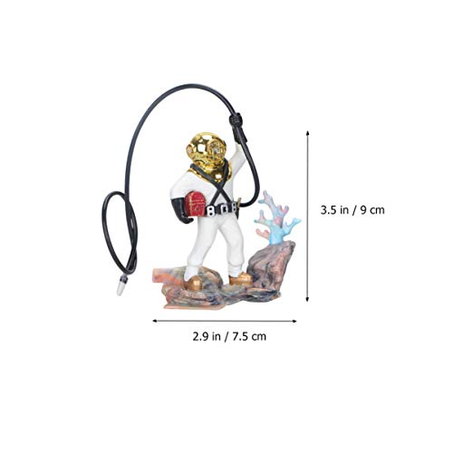 POPETPOP Aquarium Diver Sculpture Fish Tank Decoration with Bubble Effect for Fresh and Saltwater Tanks Resin Floating Scuba Diver Ornament 3.54X2.95X1.18In Desktop Landscape Accessory