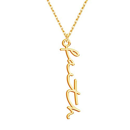 Custom Name Necklace Personalized, 18K Gold Plated Customized Nameplate Necklace Dainty Jewelry Gift for Women, Bridesmaid - color: Vertical Name Necklace