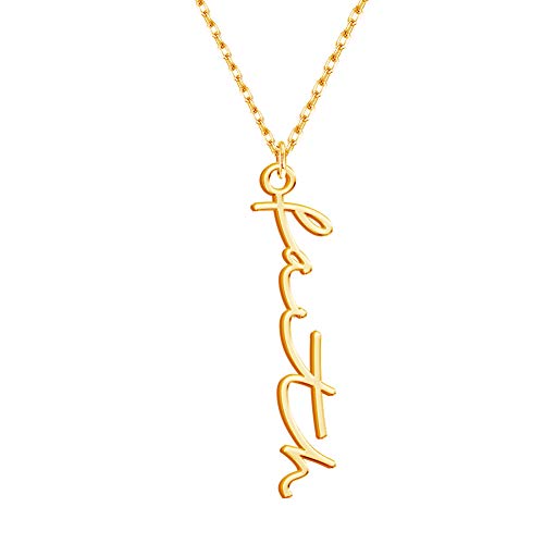 Custom Name Necklace Personalized, 18K Gold Plated Customized Nameplate Necklace Dainty Jewelry Gift for Women, Bridesmaid - color: Vertical Name Necklace