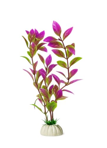 D & K Exclusives Artificial Aquarium Plants, 10 Pack 7 inch Plastic Fish Tank Decorations, Colorful Aquascape Decor for Freshwater, Tropical Tanks (Purple & Green Leaf Plant) - color: Green & Magenta Leaf Plant – 7”