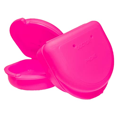 Dental Retainer Cases with Vent Holes, Pink, 2 Ct | High-Impact Durable Plastic, Write on ID Labels, 1-1/4" Depth, Stores Retainers, Aligners, Mouthguards, and Night Guards - color: Pink