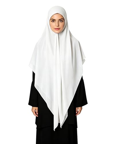 Lina & Lily Premium Chiffon Hijab Head Scarf Shawl Wrap for Muslim Women Square 58'' x 58'' - color: Ivory White
