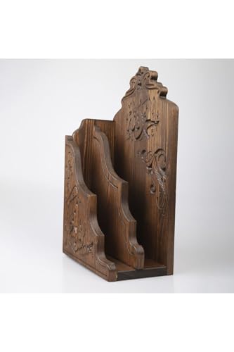 Wooden Wall Mount Holder for Quran, Double Compartment, Brown - Wood