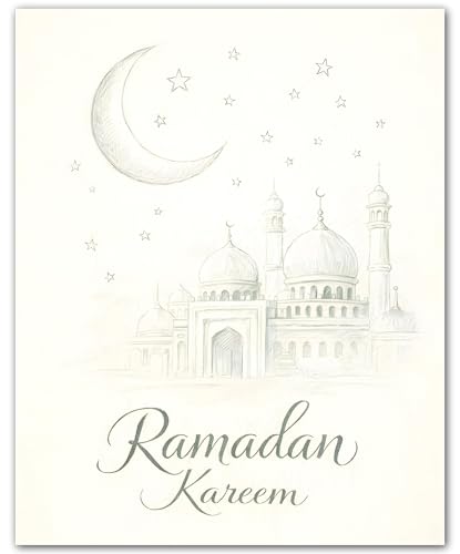 ZUKIY Ramadan Wall Art - Minimal Ramadan Kareem - Islamic Home Decor - Ramadan Wall Decorations for Living Room - Muslim Decor - 8x10 Unframed Poster - color: Minimal Ramadan Kareem