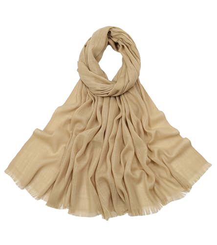 Women's Summer Scarf Lightweight And Soft Bamboo Cotton Headscarf - color: Light Khaki