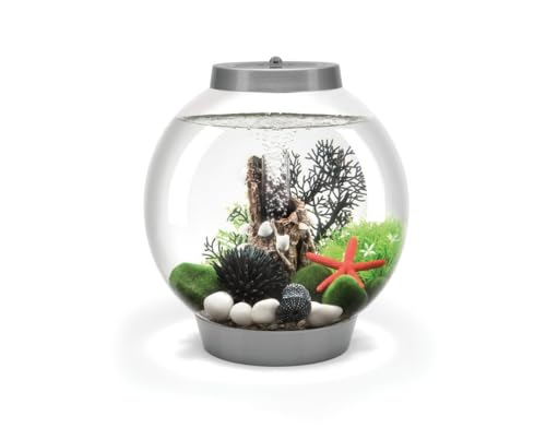 biOrb Classic 15 Acrylic 4-Gallon Aquarium with Multi-Color Remote-Controlled LED Lights Modern Compact Tank for Tabletop or Desktop Display, Silver - color: Silver, size: 4 Gallon, style: MCR Lighting