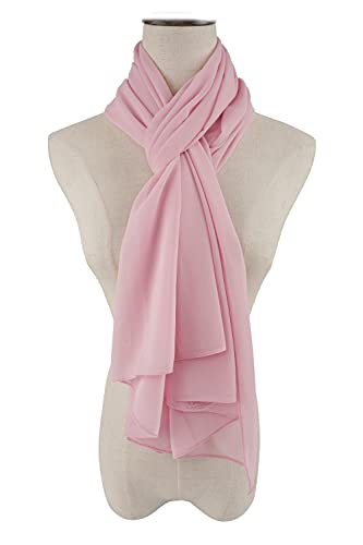YOUR SMILE for Women Lightweight Breathable Solid Color Soft Chiffon Long Fashion Scarves Sun-proof Shawls Wrap - color: Peach Pink