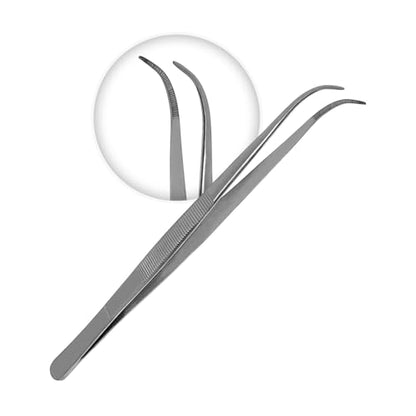 Splinter Forceps - Fine Point - Tweezers Stainless Steel Straight & Curved (Set of 5 Pcs. Str/Cud) - size: Set of 5 Pcs. Str/Cud