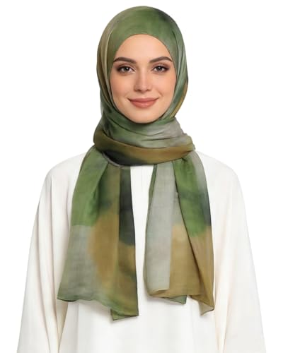 ZGMYC Watercolour Floral Printed Hijab Scarf for Women Soft Modal Cotton Instant Hijab Head Wraps Shawls Long Scarves - color: Color 9