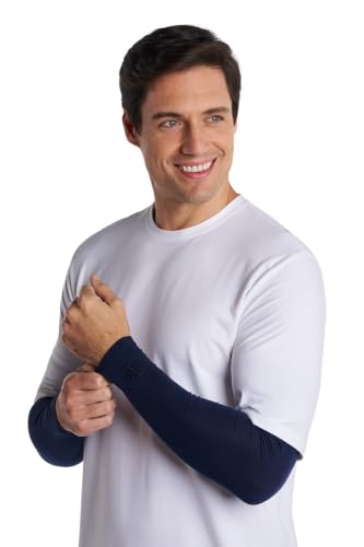 Coolibar Men's Sun Arm Sleeves - UPF 50+ Sun Protection - Navagio - color: Navy, size: XX-Large