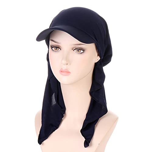 Hijab Scarf for Women Baseball Curved Brim Cap | Soft Breathable Cotton, Lightweight Feel, Adjustable Strap, Curved Brim, Summer Wear, Outdoor Activity, Casual Daily Use - color: 06#_navy