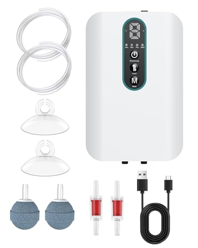 Pawfly USB Rechargeable Bait Aerator for Fishing, Portable Oxygen Pump for 5 to 100 Gallon Buckets, Livewells and Minnow Tanks - style: 60 to 100 Gal (Upgraded Kit)