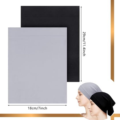 Loopeer 2 Pcs Hijab Undercaps No Slip for Women Islamic Muslim Hijab Cap Scarf for Turban Tube Neck Cover - color: Black, Gray