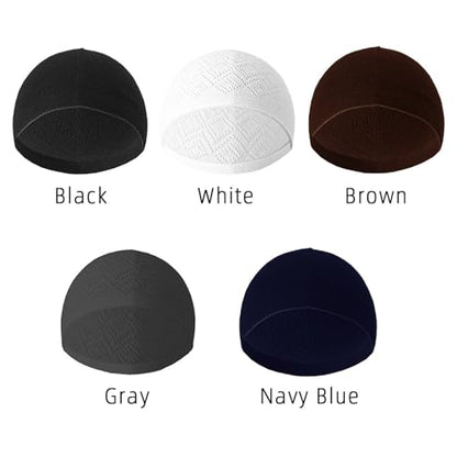 Muslims Prayer Hat Cotton Knitting Hat Solid Hat Men's Religious Hat for Adult Women - color: White