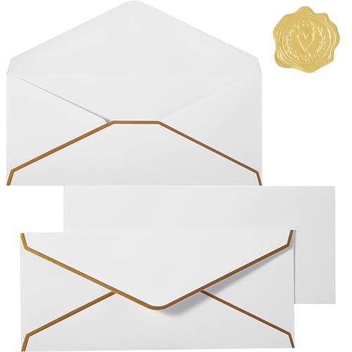 30 Pack #10 Business Envelopes with Stickers, Thick Paper, White - color: White
