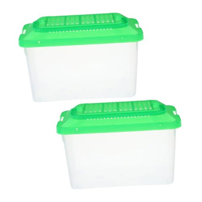 GANAZONO 2pcs Portable Handheld Fish Tank Breeding Carrier for Betta Fish Reptiles and Small Pets Secure and Travel-Friendly Critter Carrier