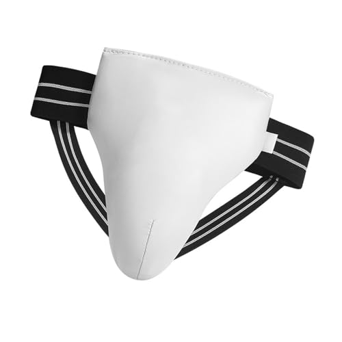 QINGFAN Man Taekwondo Groin Guard Abdominal Crotch Protector Art Groin Protector for Boxing Training - size: X-Large