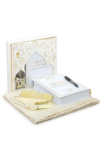 ihvan online, The Holy Qur'an Arabic Practice with Erasable Pen, The Study Noble Quran for Memorizers, Prayer Gift Set for Men & Women, Muslim Prayer Rug, Beads Taasbih, Praying Mat,White - color: White