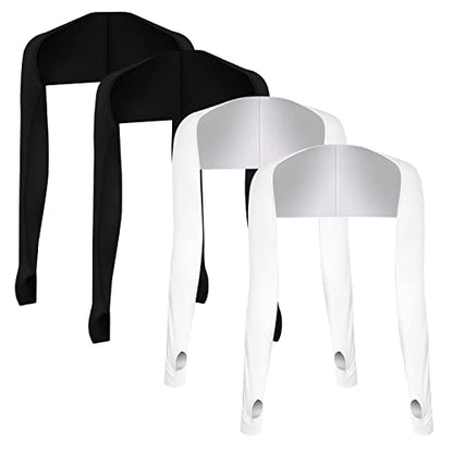 JEONEKID Cooling Shawl Arm Sleeves with Finger Holes for Women Anti-UV Protection, Sun Protection Cooler Shrug for Golf - color: Black,white