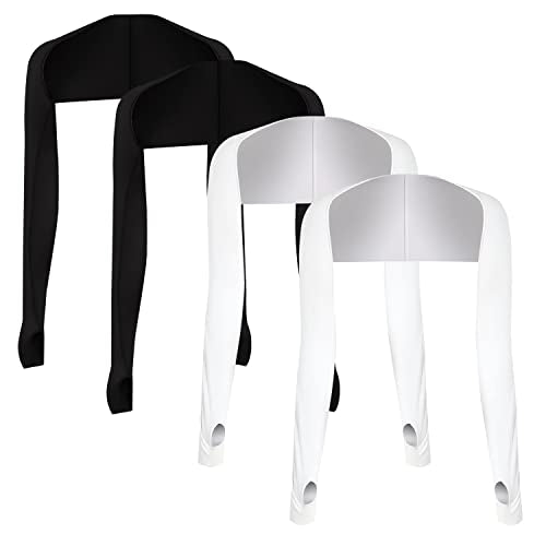 JEONEKID Cooling Shawl Arm Sleeves with Finger Holes for Women Anti-UV Protection, Sun Protection Cooler Shrug for Golf - color: Black,white