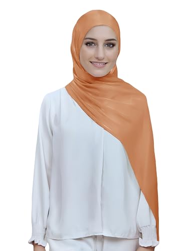 Lina & Lily Sheen Shimmer Women's Crepe Scarf Shawl Wrap Head Hijab Lightweight - color: Dusty Orange