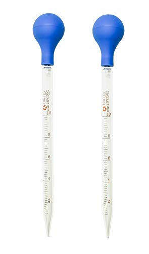 (2 Pack) Glass Graduated Medicine Dropper Pipettes Lab Dropper with Blue Rubber Cap and Scale (10ml (2 Pack)) - style: 10ml (2 Pack)