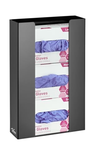 AdirMed VivaEssentials Triple Glove Box Holder, Wall Mount or Free Standing Black Acrylic Glove Holder - color: Black, style: Triple Box Capacity