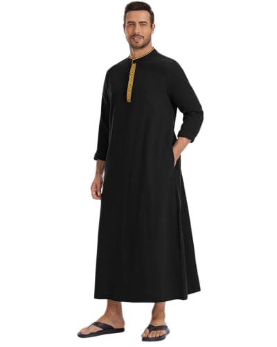 YAOHUOLE Arabic Thobe for Men Muslim Caftan Thobe Arabic Thobe
