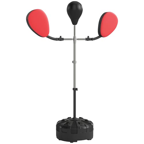 Soozier 3-in-1 Boxing Bag with Stand Adjustable Height 2 Target Arms Black | Punching Speed Bag Set, Freestanding Boxing Bag, Training, Exercise, Fitness, Stress Relief