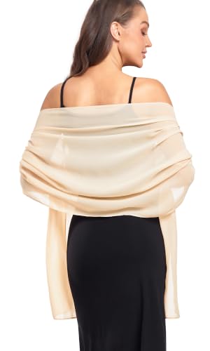Shawl and Wrap for Evening Dresses Wedding Sheer Scarfs Women Scarve - color: Champagne, size: One Size