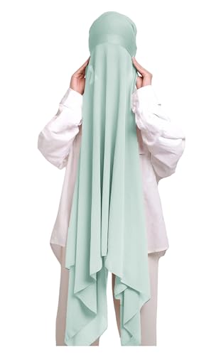 Lina & Lily Muslim Chiffon Instant Hijab Head Scarf with Matching Tie Back Jersey Undercap - color: Aqua Blue