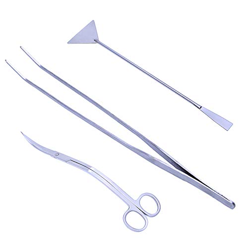 Stainless Steel Fish Tank Cleaning Starter Kit Aquarium Curved Tweezer Scissors Spatula Tools - 38cm Tweezers - size: 38cm Tweezers