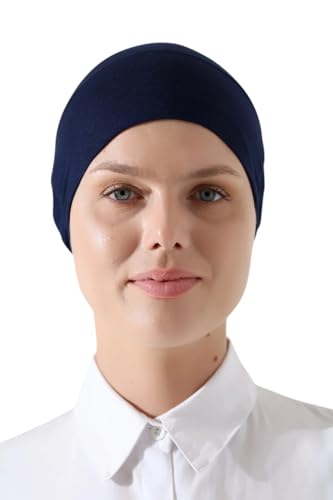 ihvan online, Hijab Cap, Beanie Undercap Scarf, Turban Head Wraps for Women, Hair Wrap, Muslim Under Scarf Hijab Cap - color: Navy Blue