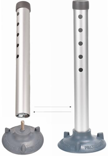 Foot Tubes with Suction Cup Tips, Replacement Parts for Toilet Safety Rails and Shower Chair Benches, Universal 5 Height Adjustable Aluminum Tube Accessories (Pack of 2)