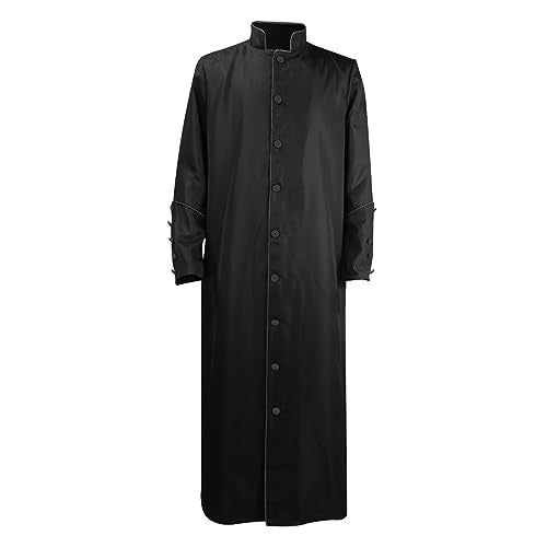 MYAYD Men's Cassock Robe Church Long Robe Choir Minister Clergy Pulpit Liturgical Multicolored Uniform - color: Black + Black Lines, size: XX-Large