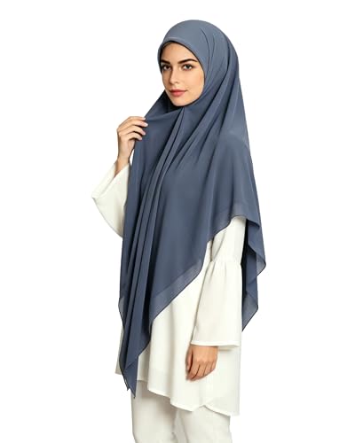 Lina & Lily Premium Chiffon Hijab Head Scarf Shawl Wrap for Muslim Women Square 58'' x 58'' - color: Slate Gray