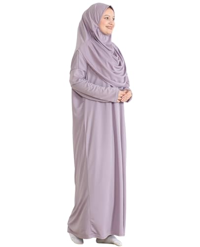 Prien Muslim Dress For Women With Hijab, Abaya, Instant Prayer Clothes Set, Islamic Wear, Dubai Kaftan Jilbab Burqa - color: Lilac, size: 3X-Large-6X-Large