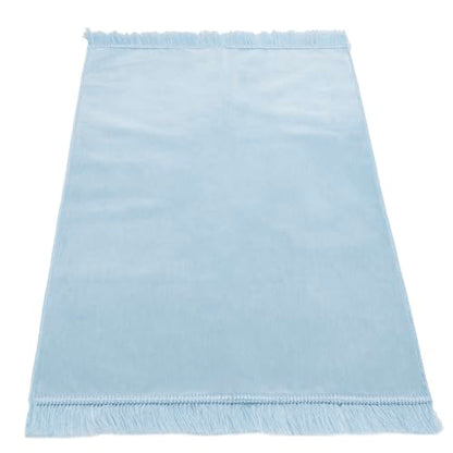Modefa Muslim Velvet Prayer Rug Solid Simple - Baby Blue | Muslim Velvet Prayer Mat Carpet for Men and Women - Traditional Muslim Prayer Rug for Salah - color: Baby Blue