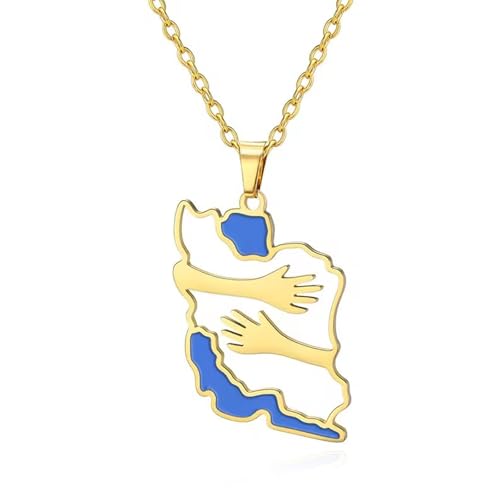 Iran Necklace Iran Map Charm Necklaces Dainty Gold Necklaces for Women Silver Jewelry Gifts for Women - color: A7：gold hug iran necklace