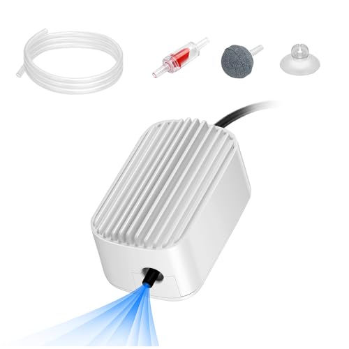 Quiet Aquarium Air Pump 3W Fish Tank Oxygen Aerator Pump with Air Stone Airline Tubing Check Valve Aquarium Bubbler for 3-20 Gallon Fish Tanks - size: 3W
