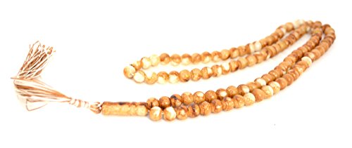 Islamic Prayer Beads - Misbaha Tasbih 99 Glass Bead Necklace - color: Brown Marble