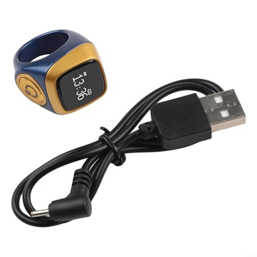 IQibla Smart for Zikr Ring with Digital Counter, Vibration Reminder, for OLED Display, 40mAh Battery and Prayer Time Alerts for Muslims, Black(18mm blue) - size: 18mm blue