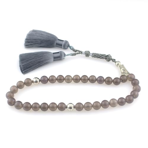 Muslims Islamic Dhikr Tasbeeh Tasbih Prayer Beads, 33 Crystal Smoky Quartz Beads with Tassel